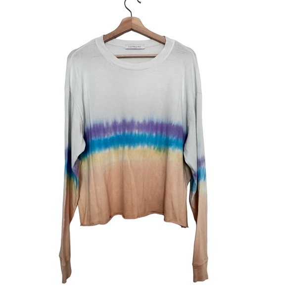 Daydreamer Rainbow Tie Dye Cropped Long Sleeve Tee size M - Picture 1 of 7